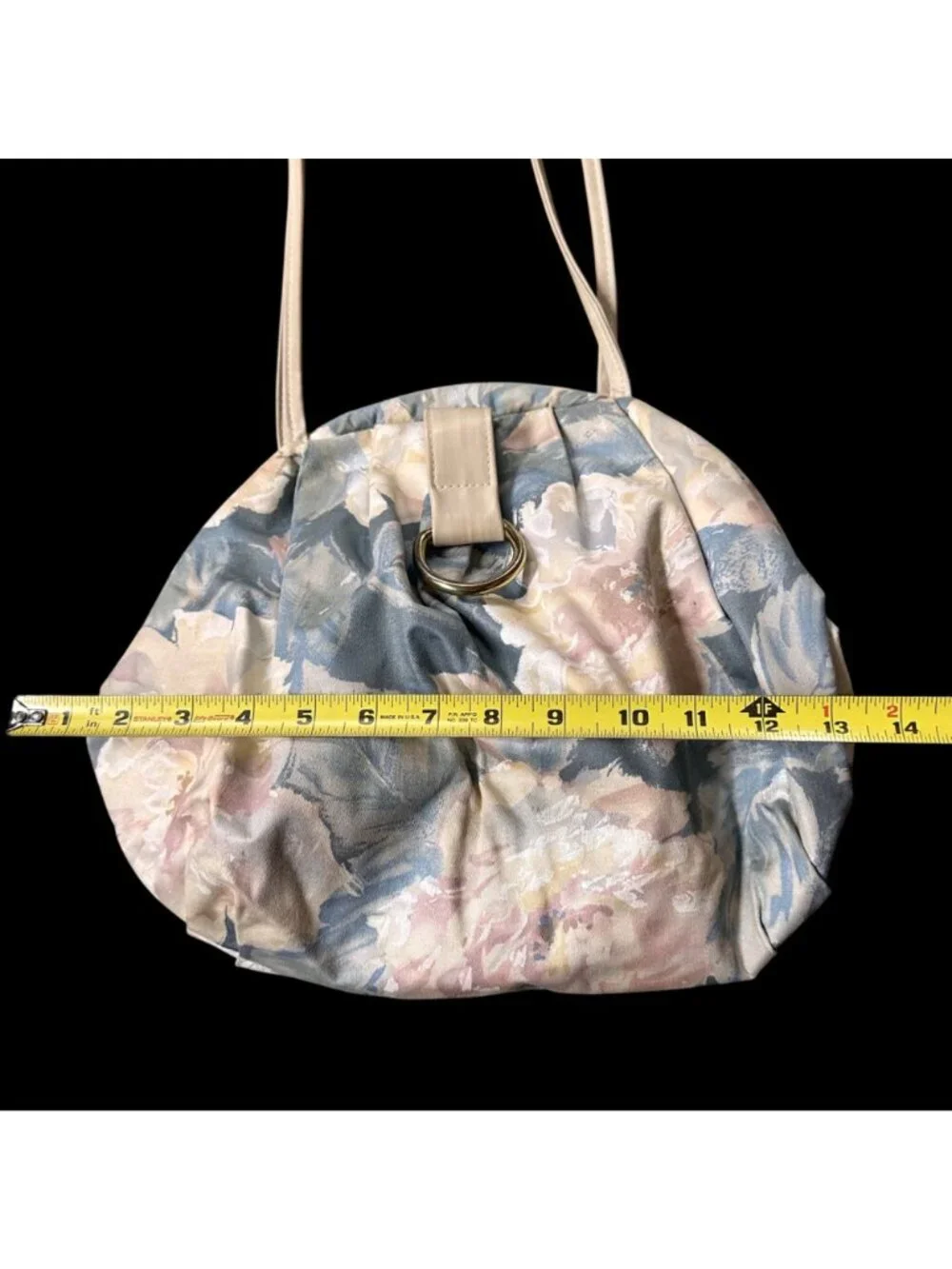 Vintage Floral Shoulder Bag Purse 1980s Pastel Blue Pink Retro Fashion Accessory - Picture 12 of 12